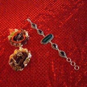 Solar Agate Amethyst Gemstone Ethnic Bracelet